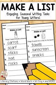 Writing Lists Is A Great Way To Get Kindergarten And First Grade Students Engaged And Writing Great For Lite Writing Lists Writing Station First Grade Writing