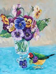Cockateils Romance Original Oil Painting On Canvas Wall Art Etsy Flower Art Original Oil Painting Etsy Wall Art