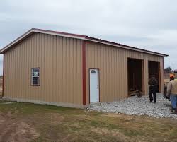 Barn red and pure white enclosed pole barn. Metal Building Color Options Jag Metals