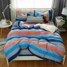 Free delivery and returns on ebay plus items for plus members. Blue Yellow Orange Stripes Bedding Set Duvet Cover Set 3 4 Pcs Soft Comforter Style Queen Full Twin Full Size Modern Fashion Bedding Sets Aliexpress