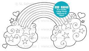 Use a heart as a collage for deeply touching photos. Hearts And Rainbow Digital Stamp Valentine Digistamp Clouds Etsy Digital Stamps Coloring Pages Love Coloring Pages