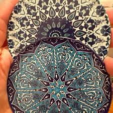 3.5 Inches Diameter Ethnic Turkish Ottoman Moroccan Islamic Persian Mandala  Boho Design Decor Tea Coffee Drink Coasters Mats Wedding Gift