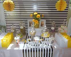 Yellow And Black Baby Shower Lolly Buffet Http Thecompletekidsparty Com Au Lolly Buffet Baby Shower Yellow Sunflower Party Baby Boy Shower