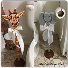 Plunger Gray Elephant Orange Giraffe Bathroom Decor Handmade Hand Painted Gift Idea Hand Painted Gifts Handmade Elephant Decor