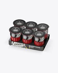 Free Mockups Glossy Ice Coffee 6 K Cups Pack Mockup Halfside View High Angle Shot Object Mockups Desain