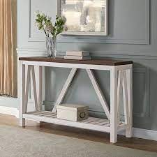 Manor Park Modern Farmhouse And Oak Console Table Dark Walnut White Oak Walmart Com Entry Console Table Oak Console Table Entry Furniture