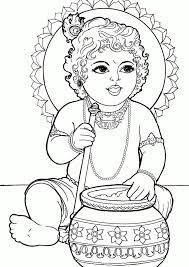 Download or print this amazing coloring page: Baby Krishna Coloring Book To Print Mandala Design Art Buddha Art Painting Coloring Book Art