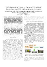 Emc testing ­ part 5 ­ conducted immunity. Pdf Emc Simulation Of Conducted Emission Ce And Bulk Current Injection Bci Test For Automotive Electronics