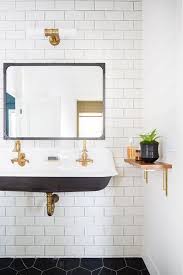 You may be surprised at how many. Black And White Bathroom With Large Black Hex Floor Tiles Transitional Bathroom
