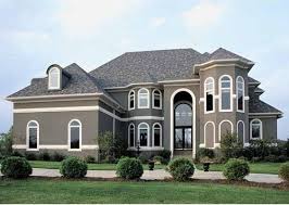 Beautiful new luxury home house gray stucco exterior. Grey Stucco With White Trim Then A Nice Standout Color For The Door Maybe Dark Purple Stucco House Colors Exterior House Colors Stucco Homes
