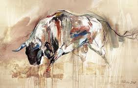 Bull Run By Dragan Petrovic Pavle Bull Painting Bull Art Art