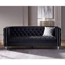 Tufted cushions harbuck 77.55 wide reversible sofa & chaise with ottoman. City Black Velvet Tufted Sofa 79c76 Lamps Plus