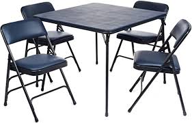 5% coupon applied at checkout save 5% with coupon. Amazon Com Xl Series Vinyl Folding Card Table And Chair Set 5pc Comfortable Padded Upholstery For Easy Cleaning Fold Away Design Easy Storage Premium Quality Wheelchair Accessible Navy Furniture Decor