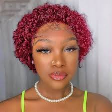 Amazon.com : Estilar Lace Front Wigs Human Hair 99J Pixie Cut Short Curly  Human Hair Wigs 13x1 Wigs For Black Women Glueless Wigs Human Hair Pre  Plucked Brazilian Virgin Hair : Beauty
