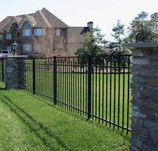 Beautiful Metal Estate Fencing With Stone Columns In Maryland Fence Design Fence Panels For Sale Garden Fence Panels