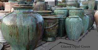 Immerse yourself in the zen spirit of these glazed pots, inspired by the tranquility of ancient asian cultures. Large Green Glazed Garden Pots Verdigris Opal Green Garden Pots Woodside Garden Centre Pots To Inspire