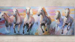 White Horses On Beach Google Search Horse Canvas Painting White Horse Painting Seven Horses Painting