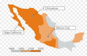 Map of the gulf of mexico and plan of mexico city. Solar Irradiation Mexico Map Maps Of Mexico Major Cities Hd Png Download 866x540 4921319 Pngfind