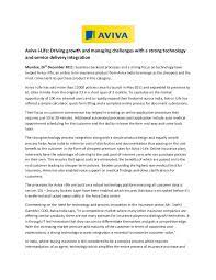 A policy document protects the insurance company from any financial or legal liability that could come up after signing a document with you. Aviva I Life Driving Growth And Managing Challenges With Strong Tech