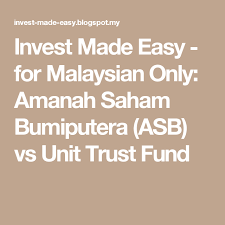 Satu lagi produk unit trust awam. Invest Made Easy For Malaysian Only Amanah Saham Bumiputera Asb Vs Unit Trust Fund Trust Fund Investing Financial Education