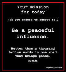 Your Mission For Today If You Chose To Accept It Be A Peaceful Influence Positive Quotes Wise Quotes Inspirational Quotes