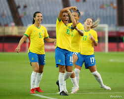 Day 11 reinier of team brazil celebrates after scoring their side's winning penalty . Pele Hails Marta As Inspiration After Olympics Landmark Voice Of America English