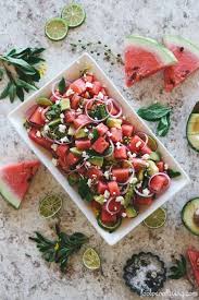 Watermelon Avocado Salad With Feta And Mint Recette Salade De Pasteque Recette Pasteque Pasteque