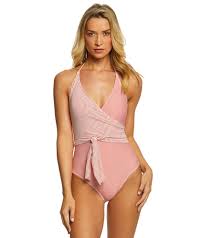Vince Camuto Sailor Stripe Wrap Tie One Piece Swimsuit At Swimoutlet Com Free Shipping