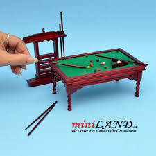 Acc1a 013 Wooden Billiards Pool Table With Pool Cues Set Dol Miniature Pool Table Diy Pool Table Pool Table