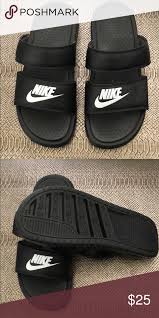 Black And White Nike Slides Womens Nike Slides Never Worn Nike Two Strap Slides Black With White Nike Logo Nike Shoes Sandals Nike Slides Nike White Nikes