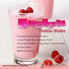 Raspberry Protein Shake Recipe By Vitaship 2 Scoops Vanilla Whey Protein Cup Frozen Raspberries Vanilla Protein Shakes Protein Shake Smoothie Shake Recipes