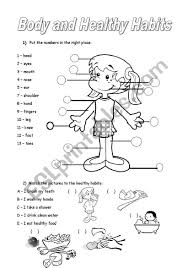 In this health activity, students study pictures of 12 different foods. Body Parts And Healthy Habits Esl Worksheet By Noemi28