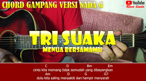 F g cinta kita memang tidak semudah em am yang dibayangkan dm g dulu kita saling menyakiti c c7 dan hampir menyerah. Tri Suaka Menua Bersamamu Tutorial Chord Mudah Versi Nada G Youtube