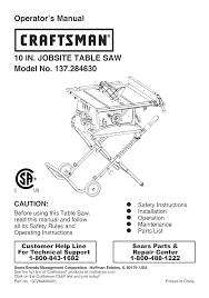 Shut off layout work on the saw table. Craftsman 137284630 User Manual Table Saw Manuals And Guides L1003525