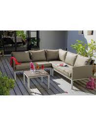 Choisir un canapé d'angle c'est faire de son salon une véritable œuvre d'art. Canape D Angle Oslo Blanc Taupe Table Basse Proloisirs Salons De Jardin Complets Jardin Concept