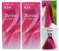 Temporary magenta hair dye if you're nervous about making the commitment to this trending mixture of extreme pink and pastel purple that we call magenta, try using a temporary rinse that will fade with each wash like this one from overtone. 2 X Berina A24 Magenta Permanent Hair Dye Color Colour Cream Developer For Sale Online Ebay