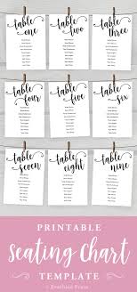 5x7 Wedding Seating Chart Cards Printable Tables 1 20