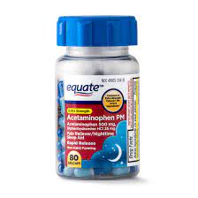 Equate Extra Strength Acetaminophen Pm Pain Reliever Sleep Aid Rapid Release Gel Caps 500 Mg 80 Count Walmart Com Walmart Com