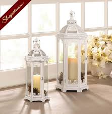 12 Wedding Lanterns Med Distressed White Centerpiece Vintage Style Bulk Lot Shabby Chic Centerpieces White Lanterns Rustic Lanterns