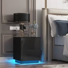 Maybe you would like to learn more about one of these? Led Nightstand Bedside Table Bedroom Night Stand Furniture W Drawer High Gloss End Table Black White Walmart Com Walmart Com