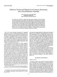 Pdf Influence Tactics And Objectives In Upward Downward And Lateral Influence Attempts