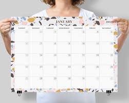 Wall Calendar 2019 Desk Calendar 2019 Terrazzo Calendar Planner Printable Desk Pad Digital File Instant Download Desk Calendar Pad Desk Calendars Planner