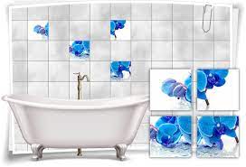 Eine alternative sind fliesenaufkleber oder wandtattoos für das bad. Fliesen Aufkleber Fliesen Bild Orchideen Wassertropfen Blau Wellness Spa Deko Bad Wc Medianlux Shop