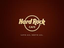 Hard rock music club or cafe custom apparel template with electric guitar, lightnings and skeleton head grunge badge with letterings. Hard Rock Cafe Logos