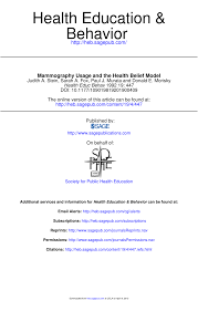 Pdf Mammography Usage And The Health Belief Model
