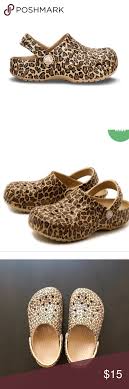 euc girls leopard print classic crocs size j1 see size chart