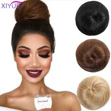 Syntetisk chignon donut gary brun farve hår bollep...