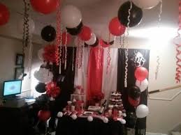 Black 21st Birthday Decoration Ideas For Guys 40th Birthday Red And Black Decorations For A Man Google Search Black Party Decorations Red Birthday Party 40th Birthday Decorations