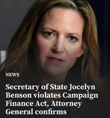 The most LAWLESS Secretary of State in Michigan's history wants to be the  big boss.. She's been busted breaking the law again. How can she be trusted  to run her own election?