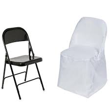 White Polyester Folding Flat Chair Covers In 2020 Chair Covers Round Chair Chair Covers Slipcover